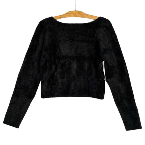 Aritzia Sunday Best Black Elsie Sweetheart Neck Fuzzy Sweater Size XL NWT - Picture 5 of 10